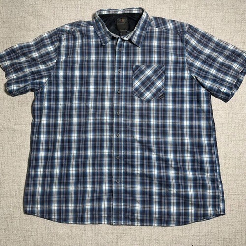 5.11 Tactical Mens Size 2XL Shirt Blue Plaid Button Snap Short Sleeve