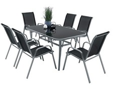 6+1 Sitzgruppe Gartenmöbel Gartengarnitur Tisch Stuhl Essgruppe Gartenset