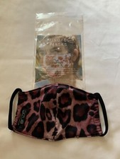 NEW ONZIE FACE MASK MADE FROM UPCYCLED YOGA MATERIAL BRIGHT RED PURPLE LEOPARD