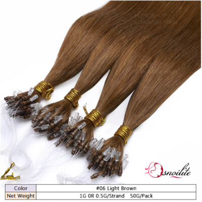 45-60cm Microring Loop Remy Echthaar Hair Extensions Micro Ring Haarverlängerung