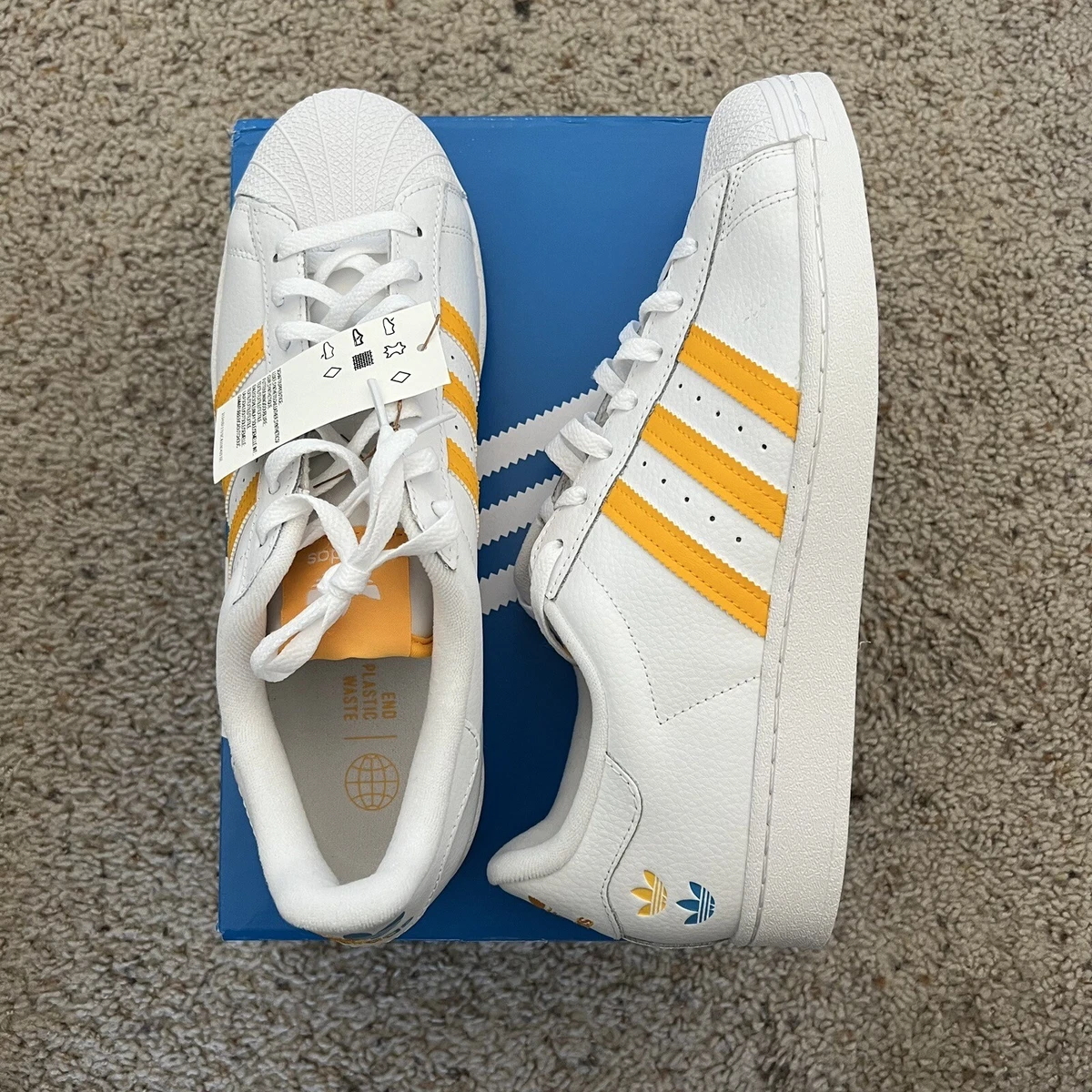 Brand New Adidas Originals Superstar Mens Size 11 White Yellow