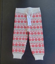 Janie And Jack Red/White Knit Cozy Pants Holiday Sz 12-18M NWT