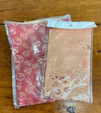 Antique Japanese Kimono Wedding Silk - Lot of 2 Peach and Red