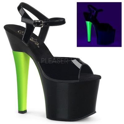 neon and black heels