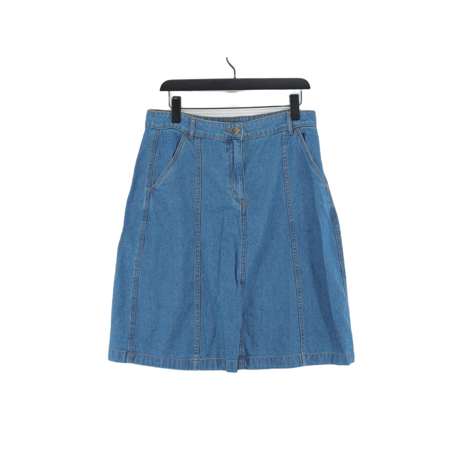 Chemistry Blue Cotton A-Line Midi Skirt Women's Size 34-image