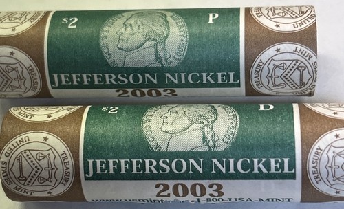 2003 P&D JEFFERSON NICKELS from MINT ROLL (2 Coin Set) with FREE SHIPPING - Picture 2 of 2