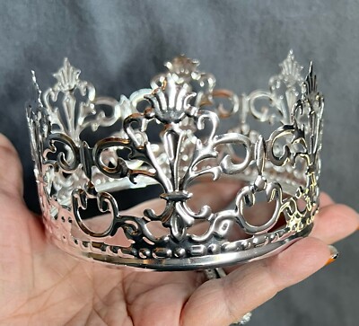 Silver Tone METAL CROWN Royal Flourished Pattern 4'' x 2 1/2''
