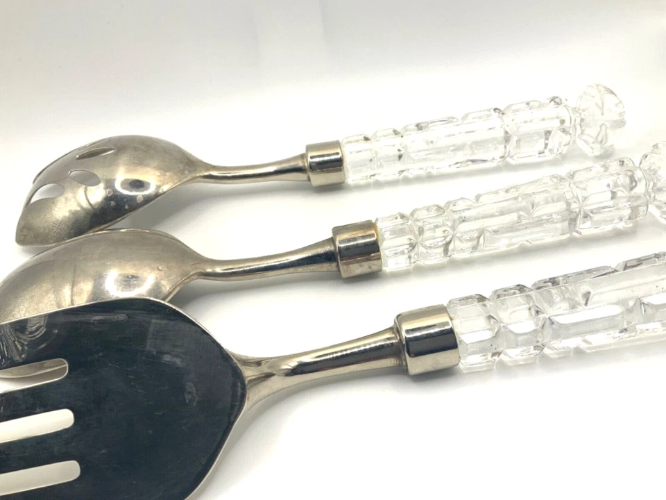 Antigo prato de prata Godinger Versailles e utensílios de servir de cristal de chumbo colher garfo+ - Imagem 3 de 4