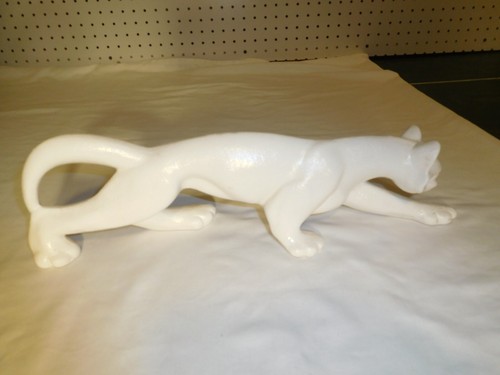 Vintage 15 inch White Prowling Ceramic Cat by Royal Haeger