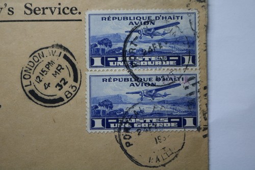 HAITI PORT-AU-PRINCE 1932 LUFTPOST NACH ENGLAND UNGEWÖHNLICH A95 DAIR148 - Bild 2 von 6