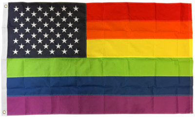 3x5 RAINBOW USA American Flag Embroidered Sewn Gay Pride LGBT 210D ...