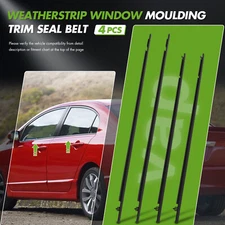 4Pcs Weatherstrip Window Moulding Trim Seal Belt For 2006-2011 Honda Civic Sedan