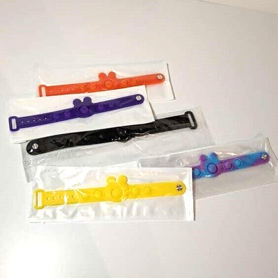 Pop It Fidget Toy Kids Snap Watchband Bracelet, 5 Packages of 1 each, Multicolor