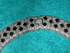 Vtg Cleopatra Necklace 9 oz Silver Tone Black Enamel Collar 13/16" Wide Egyptian — photo 2