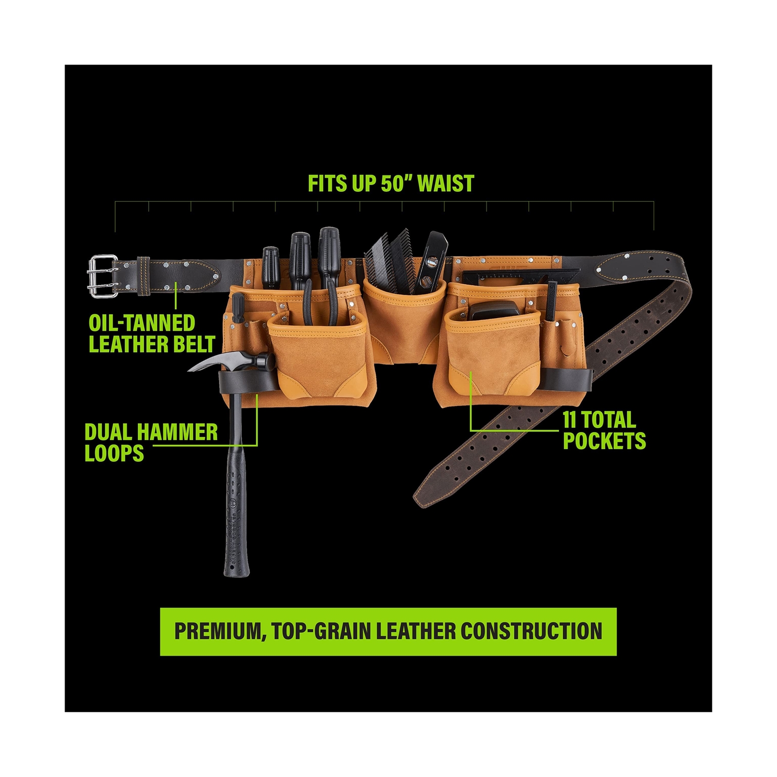 AWP Classic Leather Tool Apron, Crafted from TopGrain Leather, Premium