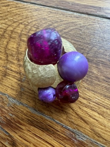 Vtg ART Arthur Pepper Purple Metallic Lucite Chunky Beaded Necklace Earrings Set - Picture 11 of 16