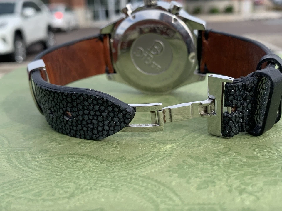 Relógio de quartzo Dibur Diamond preto MOP 47mm cronógrafo - LEIA - Imagem 4 de 4