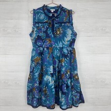 Sundance Baby Doll Dress M Blossoms Divine Sea Mist Blue Tiered Sleeveless Boho
