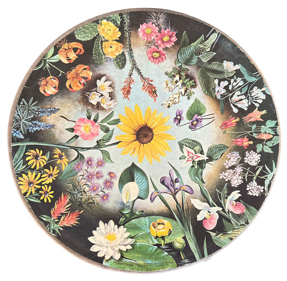 Vintage 1965 Springbok Circular Puzzle Wild Flowers By Maynard