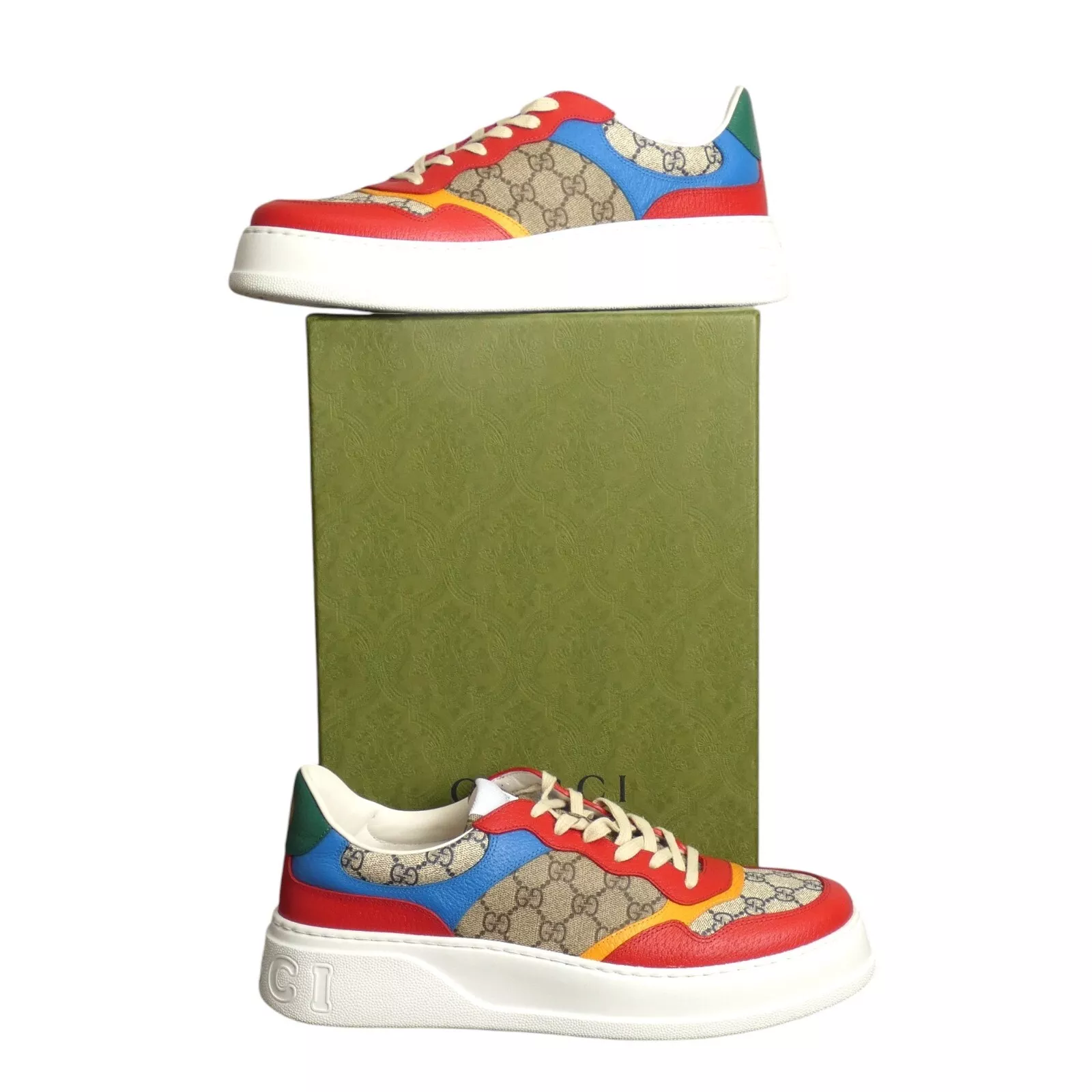 GUCCI   Baskets à lacets à panneaux GG neuves dans leur boîte, taille US 13
