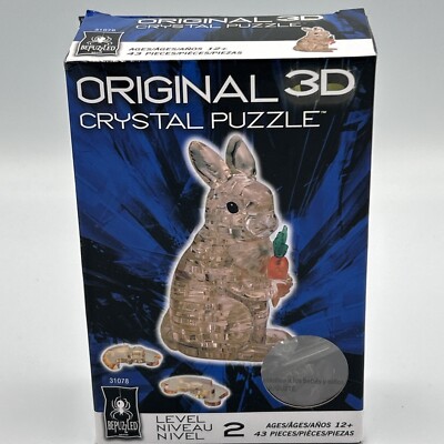 New - BePuzzled 3D Crystal Puzzle - Rabbit: 43 Pcs - Ages 12+ | 1 player