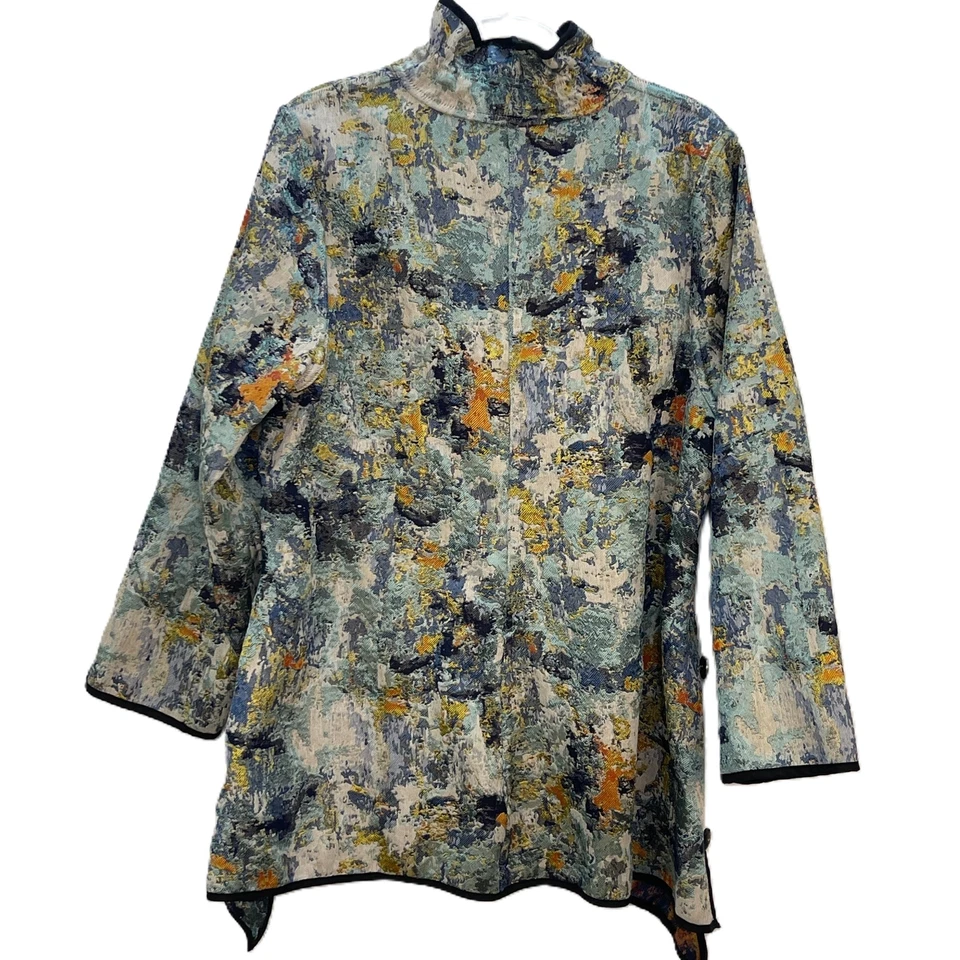 Vintage Reversible Colorful Tapestry Coat With Abstract Pattern - Image 4 of 4