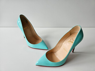 Christian Louboutin Pigalle 100 Blue Patent Pumps 37 So Kate
