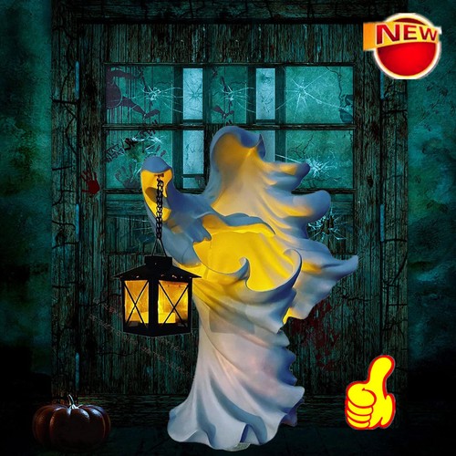 Cracker Barrel Ghost Witch Messenger w/Lantern Halloween Ghost Statue Ornament. | eBay