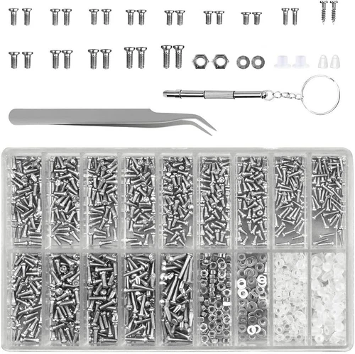 1200x Micro Screw Nuts Set M1 M1.2-M2.5 Glasses Screw For Glasses/Watches - Picture 1 of 7