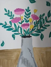 GAT PAINTINGS IMPRESSIONISM ORIGINAL COLLECTIBLE WHIMSICAL FLOWERS BOTANICAL