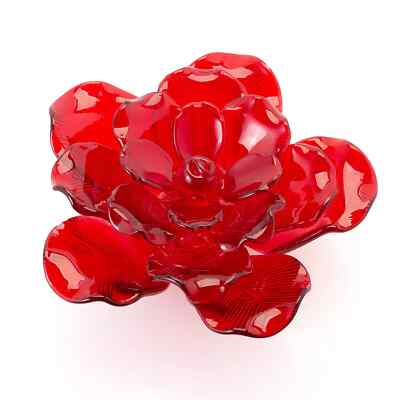 WATERFORD CRYSTAL FLEUROLOGY 4''  RED ROSE HEAD WITH HAND APPLIED PETALS