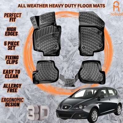3D Molded Car Floor Mats Liners Fits Seat Altea 2004-2015 All Season Heavy Duty