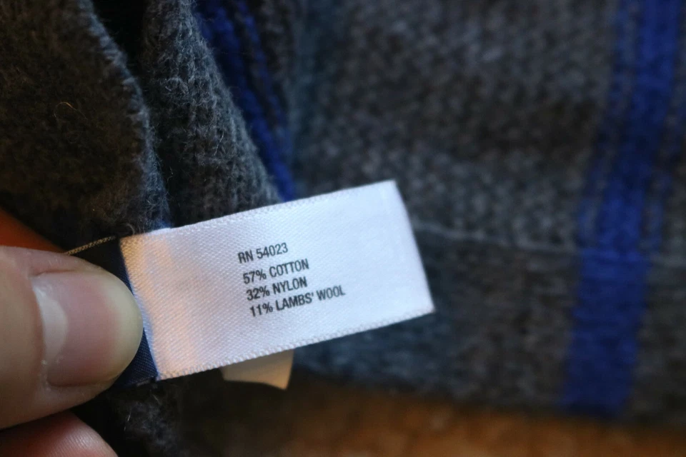 Gap Unisex Gris con Rayas Azules Tejido Bufanda Chal Mezcla Algodón y Lana - 77 pulgadas Foto 3 de 4