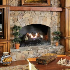 18 Vent Free Dual Fuel Gas Fireplace Wildwood Logs Lava Rocks Set