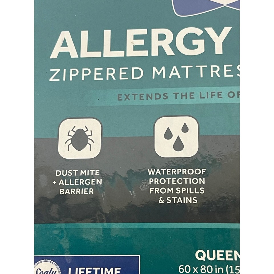 Sealy Allergy Defend Zippered Mattress Encasement Queen Waterproof Dust