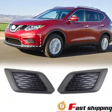 2PCS Front Bumper Insert Fog Light Cover For 2014-2016 Nissan Rogue Bezel Black