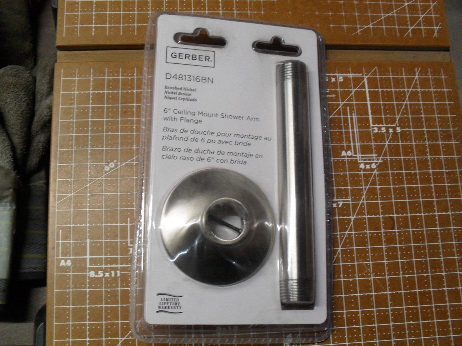 Gerber Danze D481316BN 6" Ceiling Mount shower arm & Flange  Brushed Nickel
