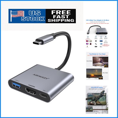 Sleek USB C to HDMI Hub with Power Delivery & 5Gbps Data Transfer - Space Grey