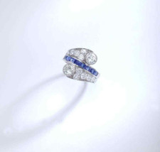 Awesome Emerald Blue  Round White Simulated Sapphire Anniversary Ring For Women