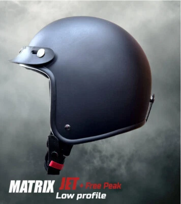 Low Profile Matrix Jet Matt Black helmet Daytona style