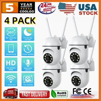 COOLGO 🔥LOT 4 Pack Wireless WiFi Security Camera System Smart Night Vision Cam 1080P