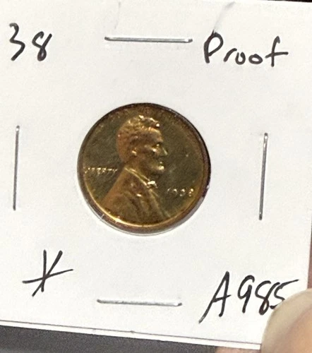 1938 Lincoln Wheat Cent, Red, BU PROOF, Free Ship