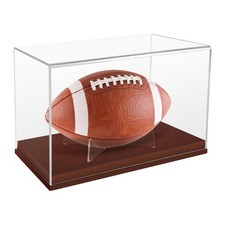 Football Display Case Acrylic Box With Wooden Base UV Protection Official Size