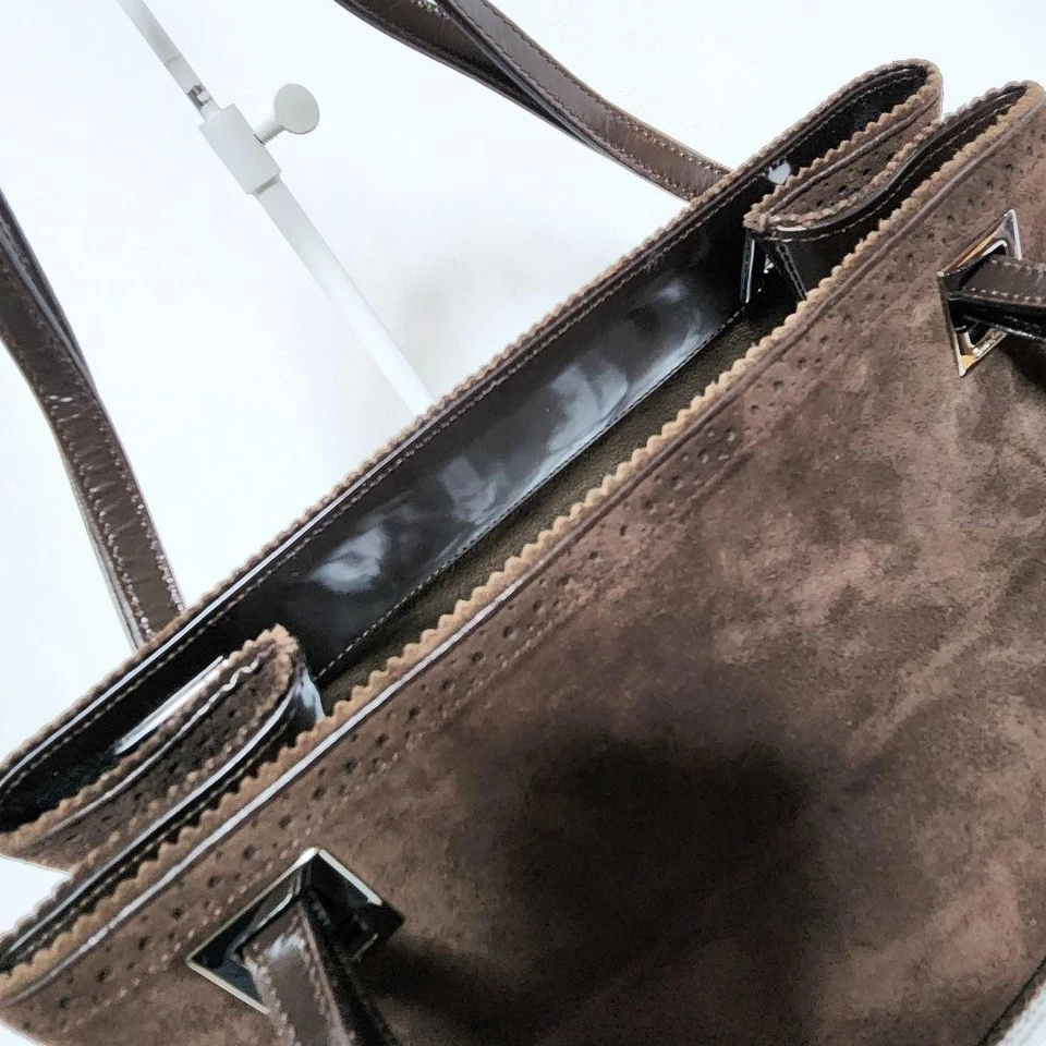 Bolso de Mano Salvatore Ferragamo Gamuza Auténtico Marrón Mujer Italia 120784 Foto 3 de 4