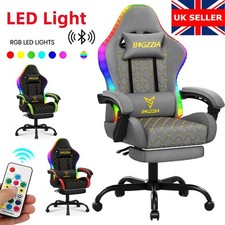 Gaming Chair w/ Footrest Office Computer Massage Ergonomic Chair & RGB LED Light