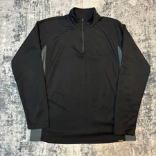 Mens Trek Mates Thin 1/4 Quarter Zip Fleece Jacket Black Large L 