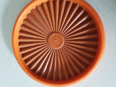 Tupperware 1x runder Sonnendeckel Nr 810 für Keksbehälter   ~ 15 cm orange
