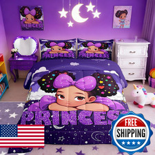 Castle Fairy Black Girl Comforter Set Twin Sizecute Princess Style Bedding Set