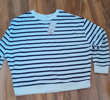 BNWT TU Boxy Fit Sweatshirt Size Medium Navy and White Stripe