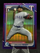 2024 Bowman Chrome Purple Refractor #BCP-180 Emiliano Teodo 1st /250 Rangers